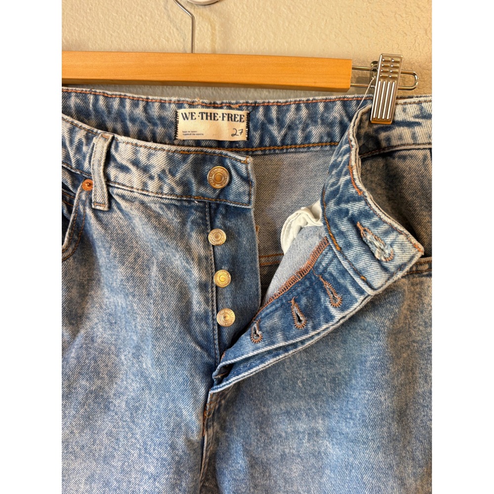 We The Free Wide Leg Jeans Women 27 Blue Acid Wash High Rise Denim - Picture 9 of 11